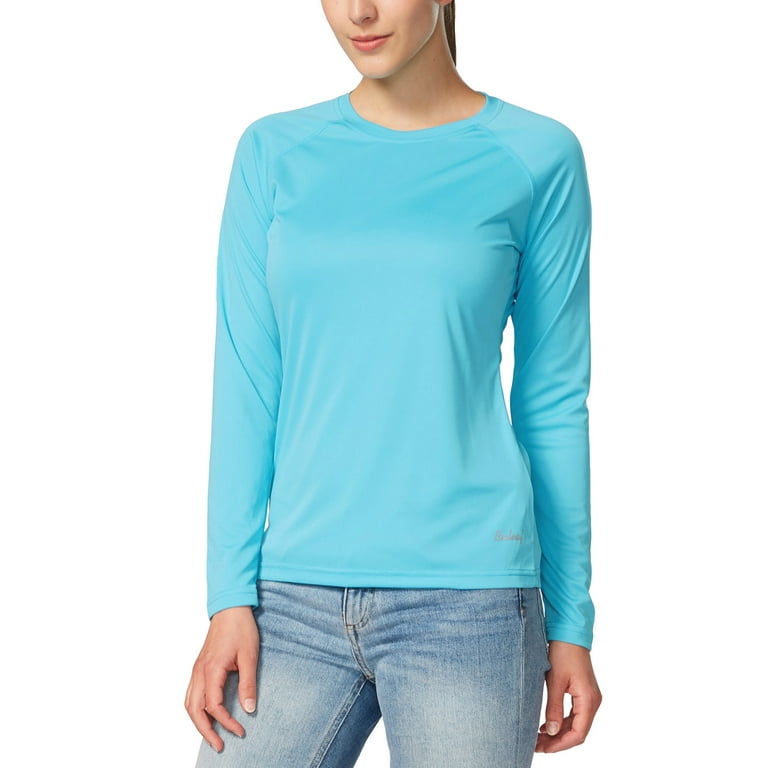 BALEAF Womens Shirts Long Sleeve Tops UPF 50+ Sun Protection Shirts SPF UV  Quick Dry Lightweight T-Shirt Outdoor Hiking Runing Fishing Blue Size L