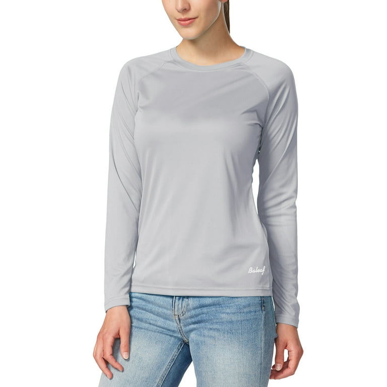 BALEAF Womens Shirts Long Sleeve Tops UPF 50+ Sun Protection Shirts SPF UV  Quick Dry Lightweight T-Shirt Outdoor Hiking Runing Fishing Grey Size M 