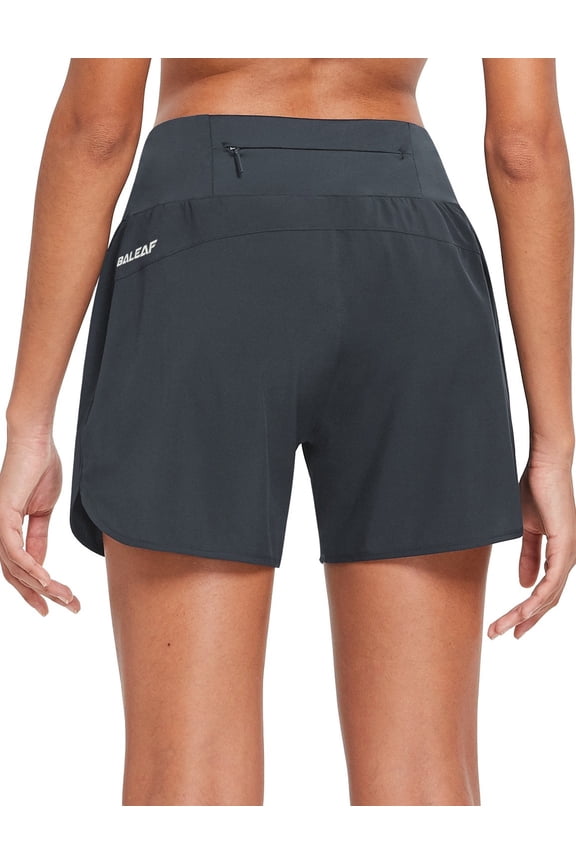 Womens Shorts 5 Inches Quick Dry Running Gym Workout Active Wear with Zipper Pocket Grey Size M