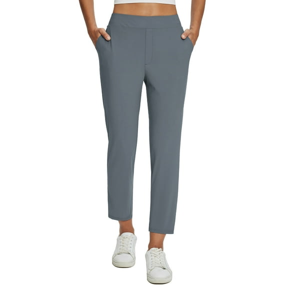 BALEAF Womens Work Pants Lightweight Dressy Golf Pants Stretch with Pockets Petite Travel Ankle Business Casual Dark Gray 3XL