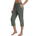 thumbnail image 1 of BALEAF Womens Yoga Capri Pants with Zipper Pockets Summer Drawstring Capris Joggers Lounge Crop 19" Green M, 1 of 7