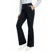 BALEAF Womens Yoga Dress Pants Work Bootcut with 4 Pockets Business Leggings Stretch High Waisted Slacks Casual 30" Black L