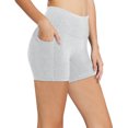 thumbnail image 1 of BALEAF Workout Shorts Women 5" Biker Yoga Gym Spandex Running Volleyball Compression Tummy Control Short with Pockets Light Gray XS, 1 of 5