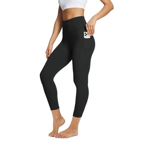 BALEAF Yoga Pants Petite Leggings for Women Workout Athletic Leggings 7/8 High Waist Soft Yoga Running Ankle Length with Deep Pockets Black 2XL