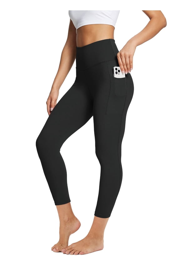 Yoga Pants Petite Leggings for Women Workout Athletic Leggings 7/8 High Waist Soft Yoga Running Ankle Length with Deep Pockets Black L