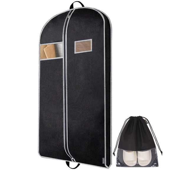 BALEINE Heavy Duty Travel Suit with Shoe Storage Unisex Garment Bag, Polyester, Black, 1 Pack