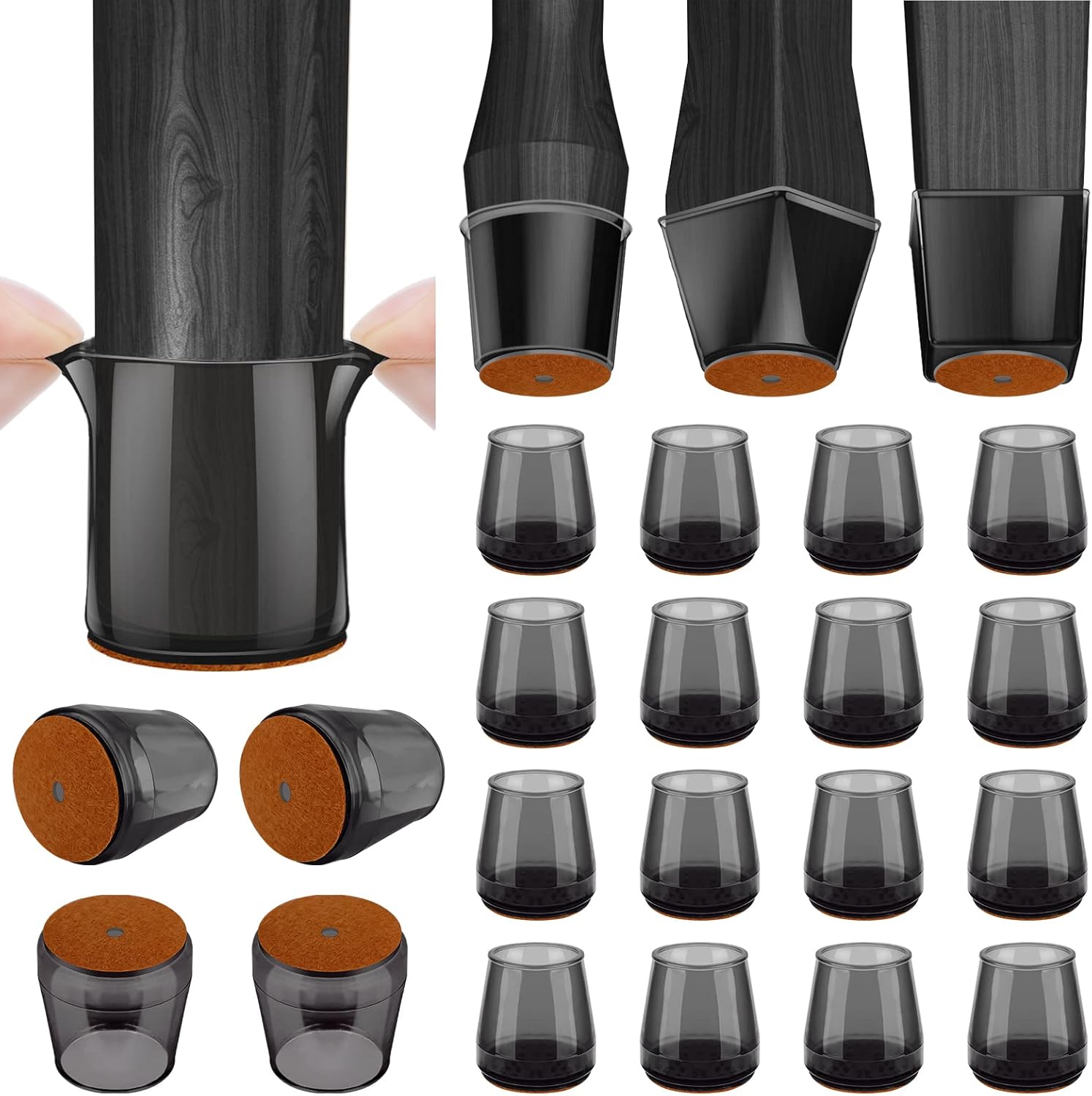 BALEINE 16 Pack Silicone Chair Leg Floor Protectors – Clear Small Stool ...