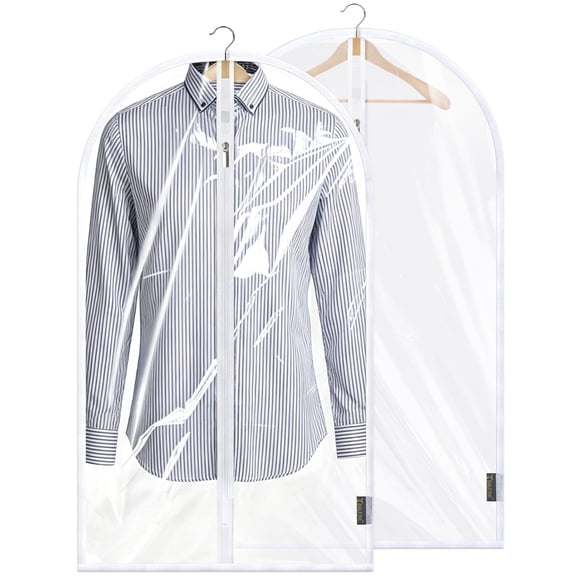 BALEINE 2 pack 40 Inch Clear Garment Bags for Dresses, Suits, Coats and Closet Storage,Clear