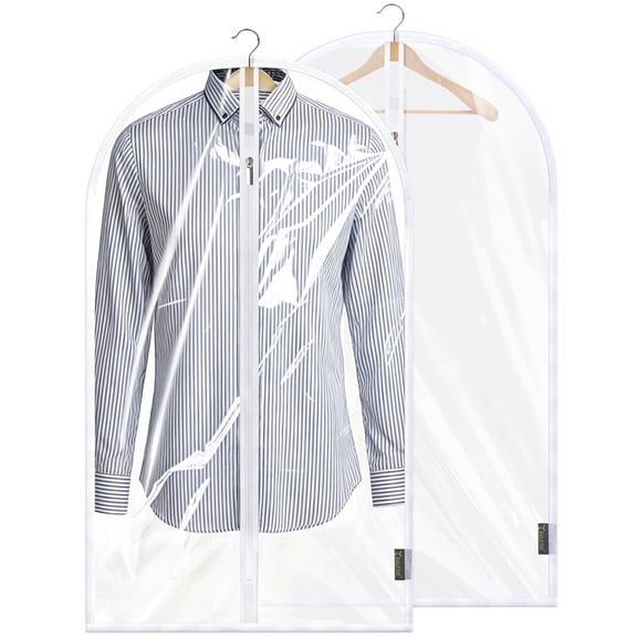 BALEINE 2 pack 40 Inch Clear Garment Bags for Dresses, Suits, Coats and Closet Storage,Clear