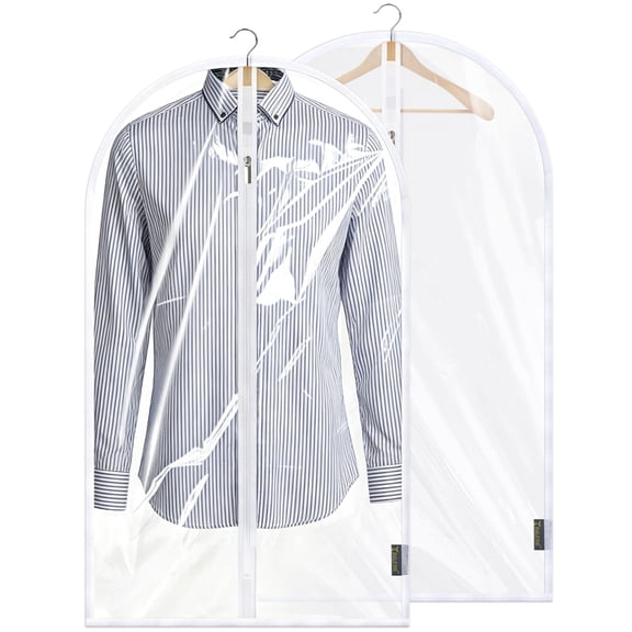 BALEINE 2 pack 40 Inch Clear Garment Bags for Dresses, Suits, Coats and Closet Storage,Clear