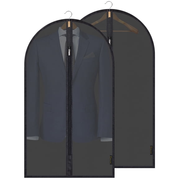 BALEINE 2 pack 40 Inch Translucent Garment Bags for Dresses, Suits and Coat Storage,Black