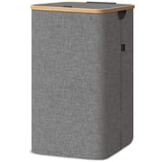 BALEINE Laundry Hamper with Lid, Bamboo Pull Handles, 100L Large Clothes Basket