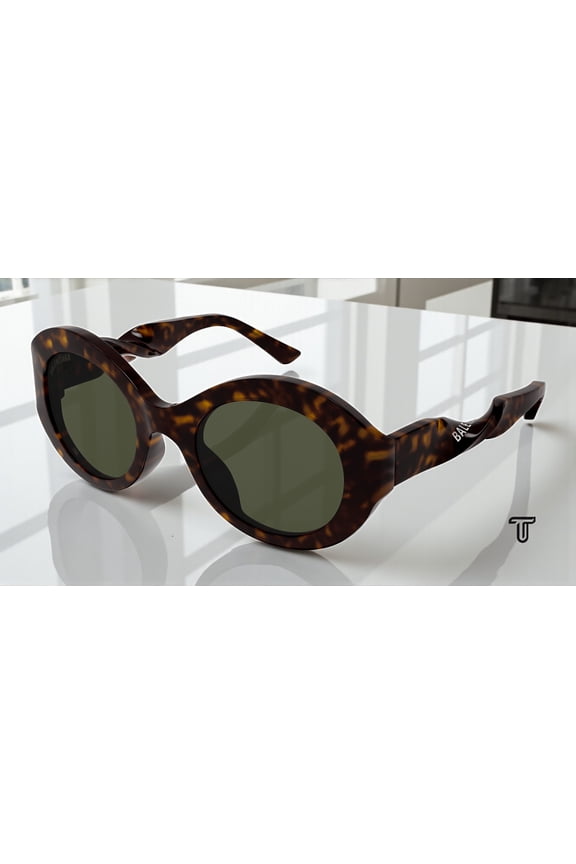 BB0208S 002 Round Oval Havana Dark Green 53 mm Women's Sunglasses