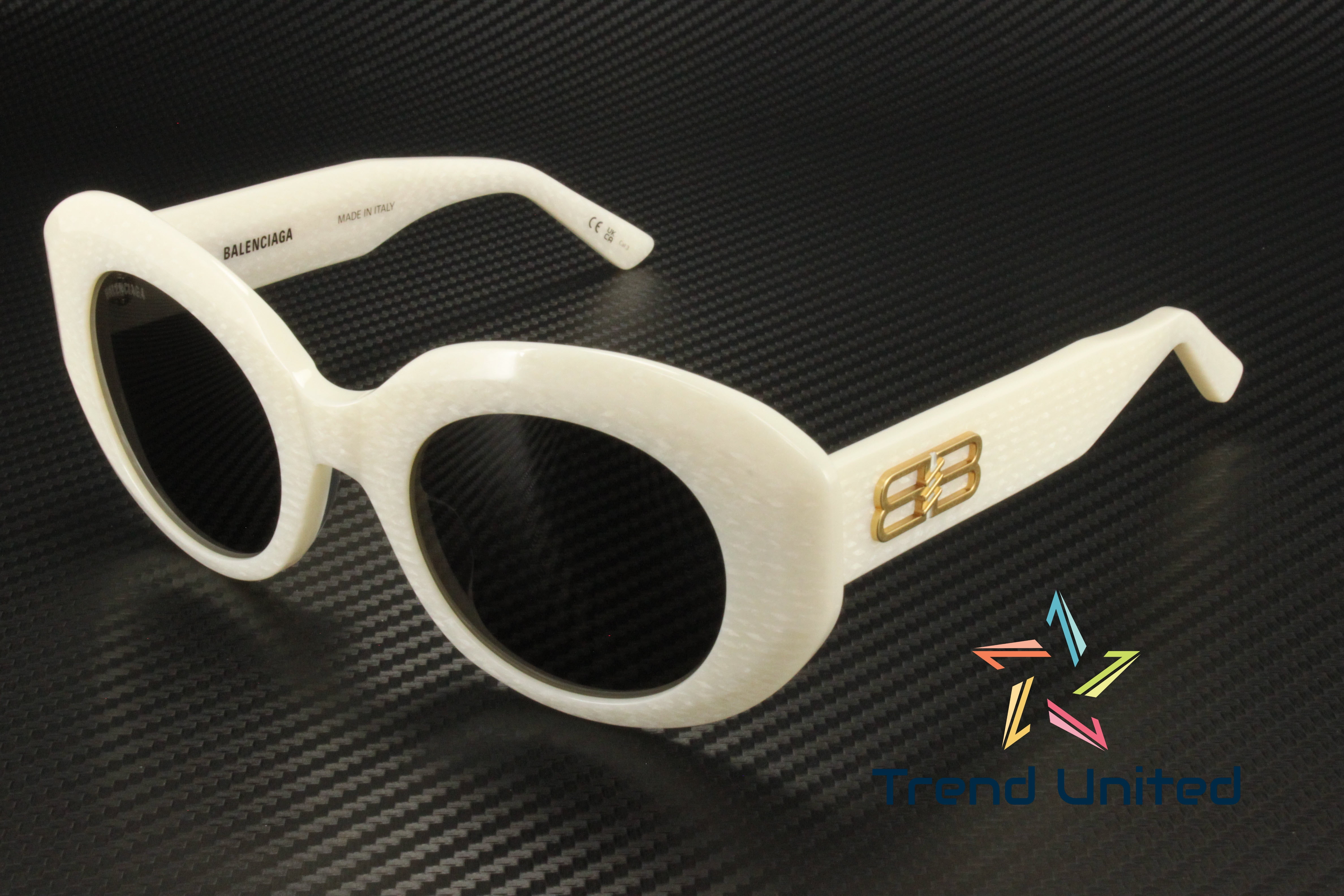 Balenciaga white sunglasses Balenciaga Men Sunglasses White Gold Logo Grey Rectangle  main image 2