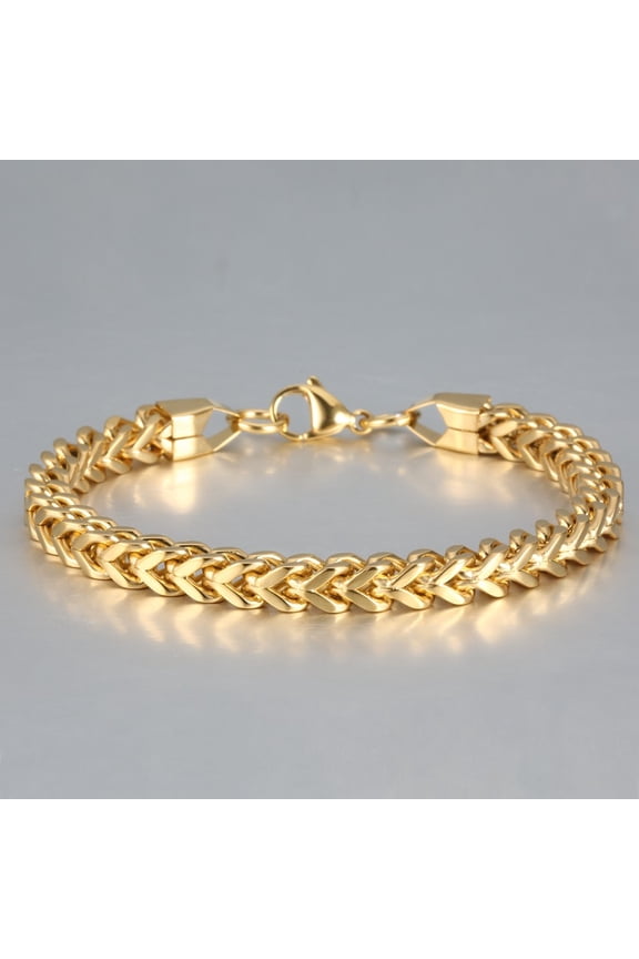 BALI 14K White Gold FOXTAIL FRANCO CHAIN BRACELET FOR MEN JEWELRY 6-6.7MM WIDE