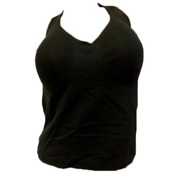 BALI 3008 No Poke Shaping Halter Cami Top Built In Underwire Bra (38DD, Black)