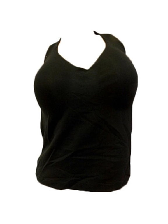 BALI 3008 No Poke Shaping Halter Cami Top Built In Underwire Bra (38DD, Black)