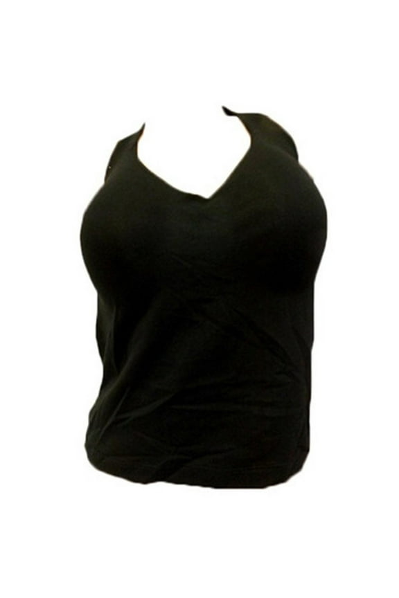 BALI 3008 No Poke Shaping Halter Cami Top Built In Underwire Bra (38DD, Black)