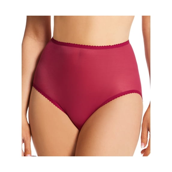 BALI Intimates Burgundy Full Coverage Hi-Cut and Rise Ruffled Trim Underwear Briefs Plus 3X