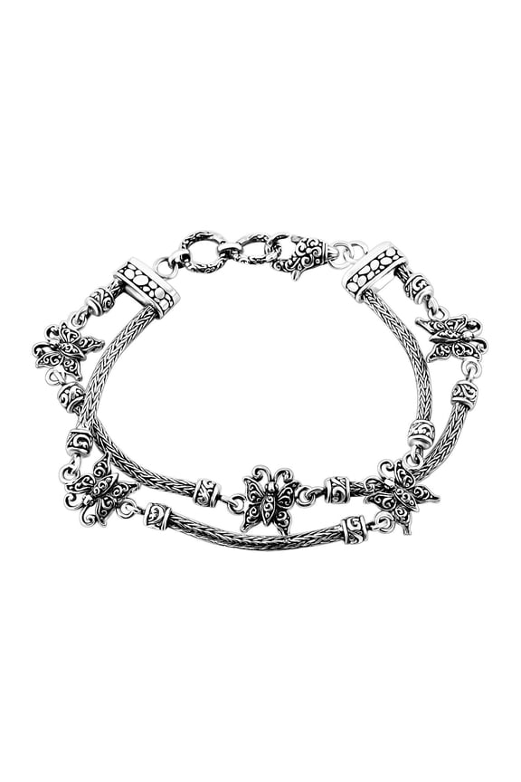 BALI LEGACY 925 Sterling Silver Butterfly Bracelet for Women Jewelry Size 8" Birthday Christmas Gifts