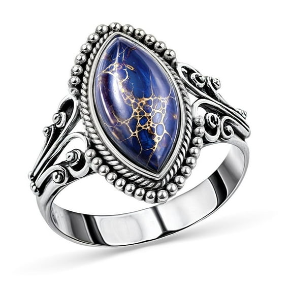 Promise Rings for Women 925 Sterling Silver Band Boho Western Turquoise Jewelry Anniversary Size 7 Birthday Christmas Gifts