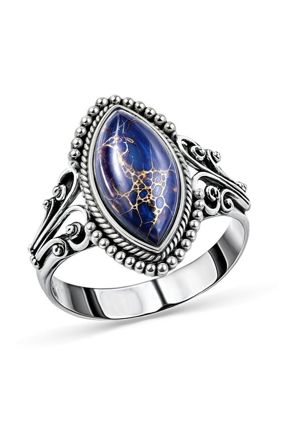 Promise Rings for Women 925 Sterling Silver Band Boho Western Turquoise Jewelry Anniversary Size 7 Birthday Christmas Gifts