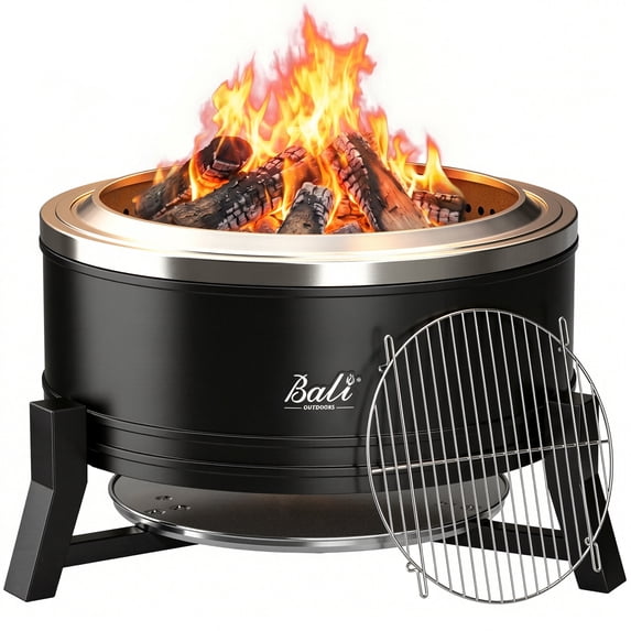 BALI OUTDOORS 27 Inch Smokeless Fire Pit Portable Wood Burning Firepit for Patio and Camping
