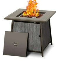 BALI OUTDOORS 28" Gas Fire Pit Table with Metal Lid and Lava Rocks, 50,000 BTU / Gray