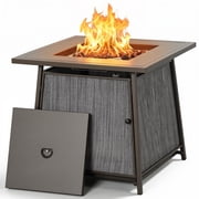 BALI OUTDOORS 28" Gas Fire Pit Table with Metal Lid and Lava Rocks, 50,000 BTU / Gray