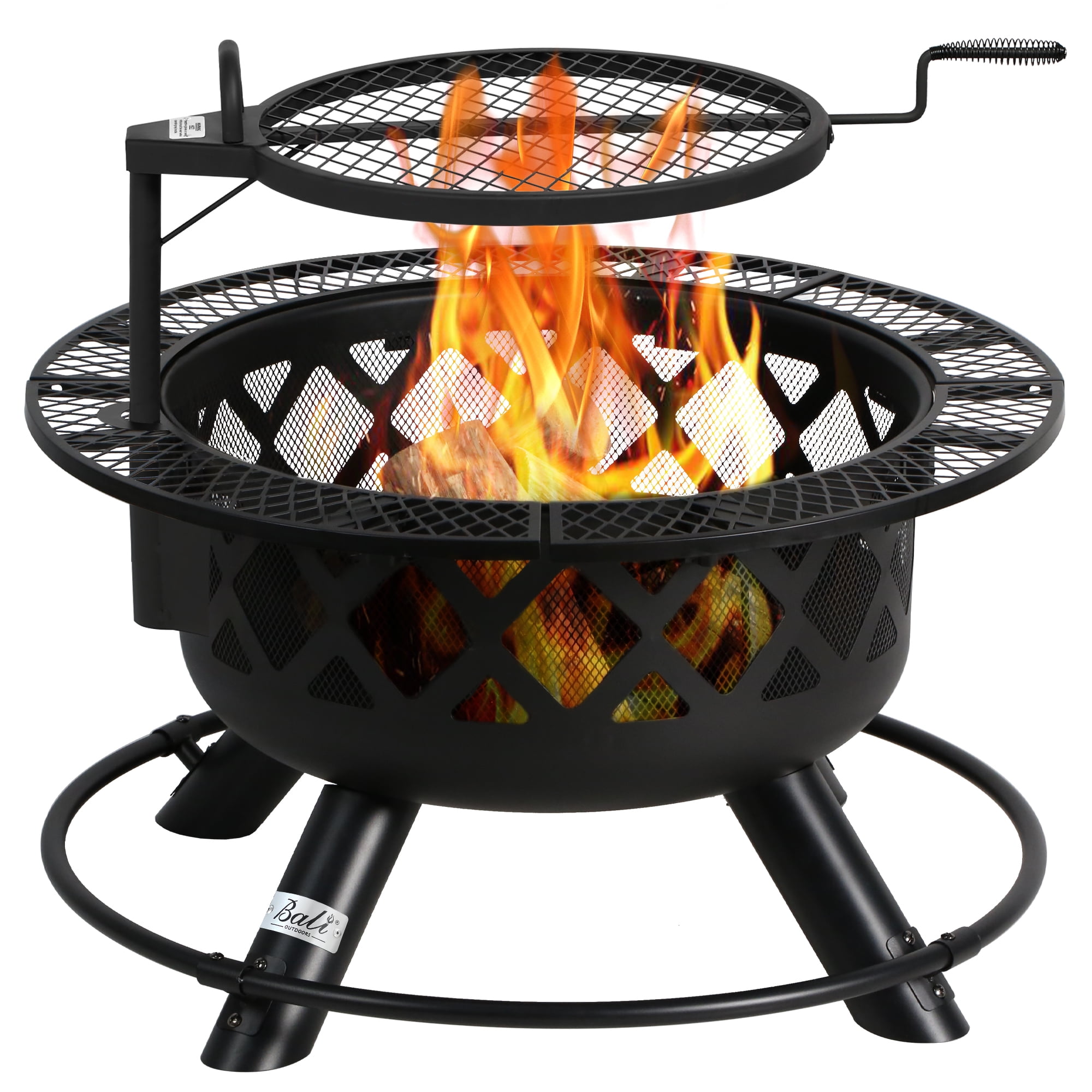 BALI OUTDOORS 32’’ Wood Burning Fire Pit with Grill Grate, Black ...