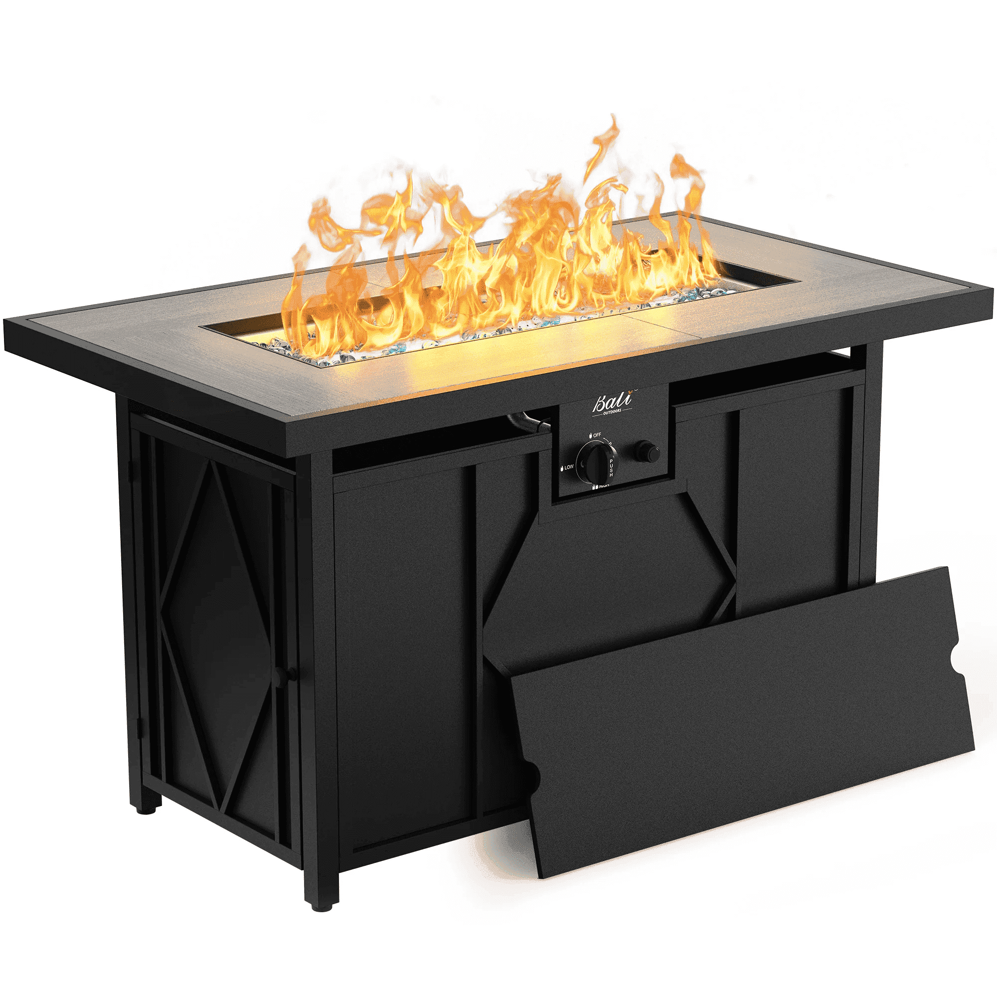 BALI OUTDOORS 42 in. 60,000 BTU Propane Gas Fire Pit Table Rectangular Tile Tabletop
