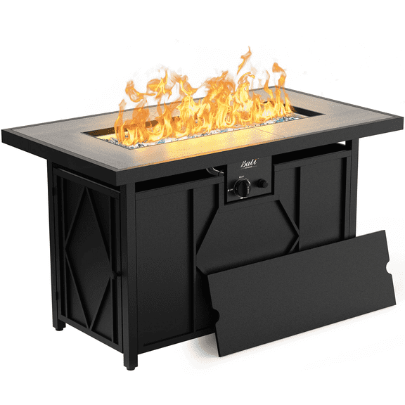 BALI OUTDOORS 42 in. 60,000BTU Fire Pit Propane Gas Fire Pit Table Rectangular Tile Tabletop