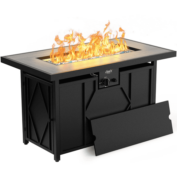 BALI OUTDOORS 42 in. 60,000BTU Fire Pit Propane Gas Fire Pit Table Rectangular Tile Tabletop