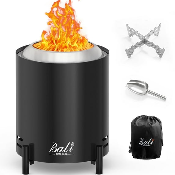 BALI OUTDOORS 6.5 inch Tabletop Fire Pit Round, Portable Outdoor Smokeless Firepit Black