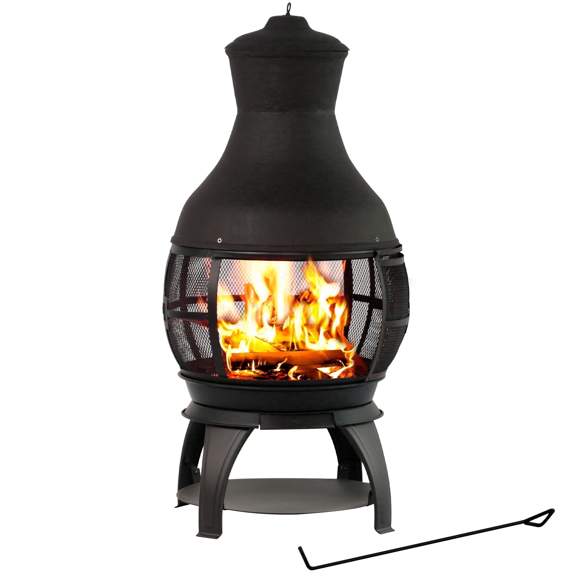 BALI OUTDOORS Chiminea Outdoor Fireplace Wood Burning Fire Pit Cast Iron Fire Pit Chiminea