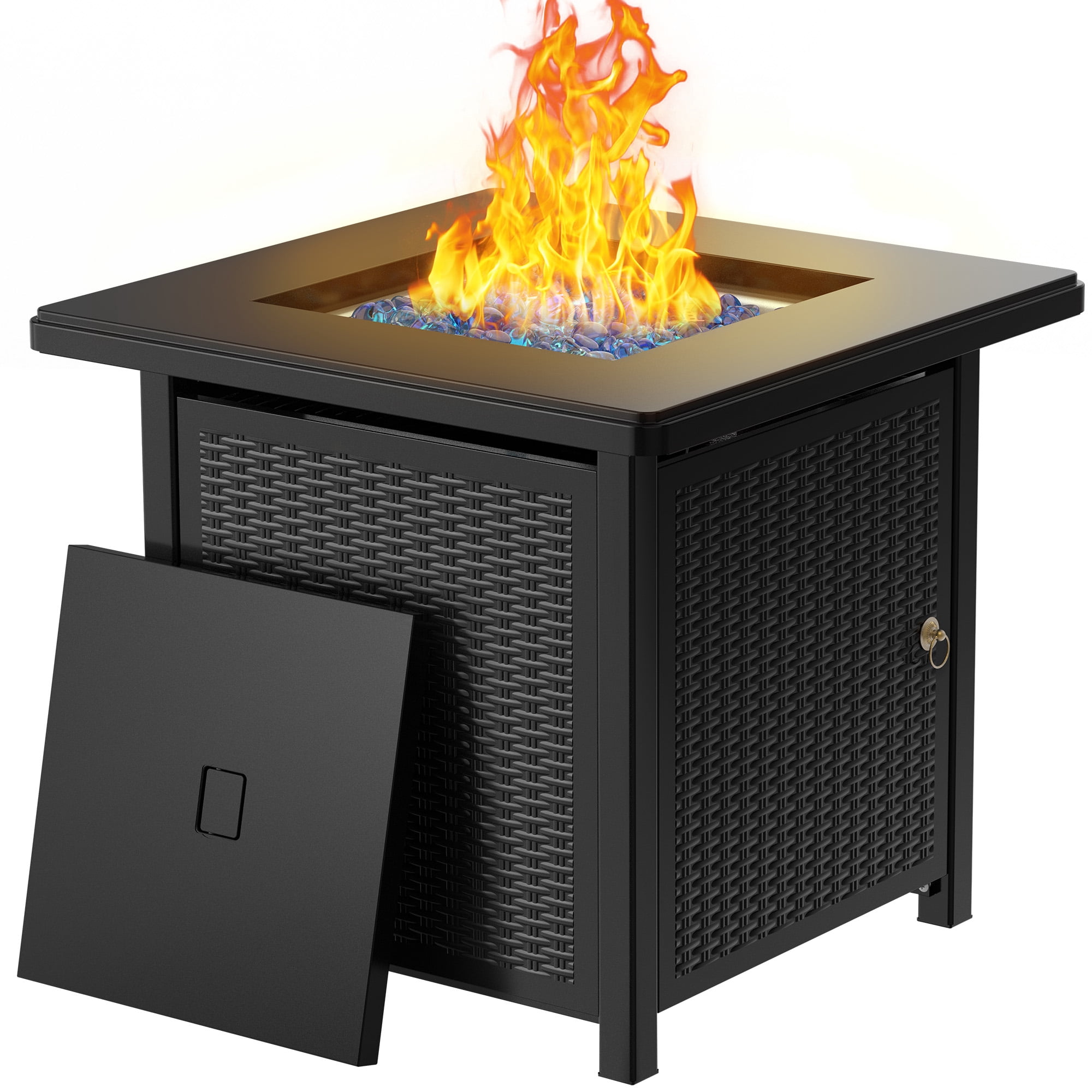 BALI OUTDOORS Propane Gas Fire Pit Table with Lid for Outside Backyard, Patio 50000 BTU 28 inch