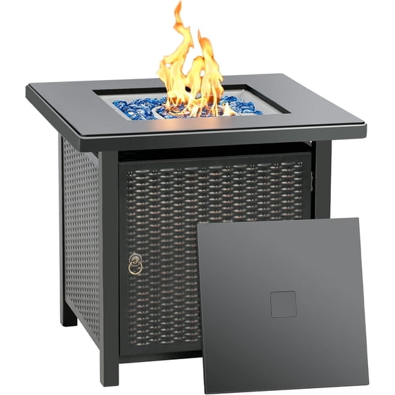BALI OUTDOORS Propane Gas Fire Pit Table with Lid for Outside Backyard, Patio 50000 BTU 28 inch