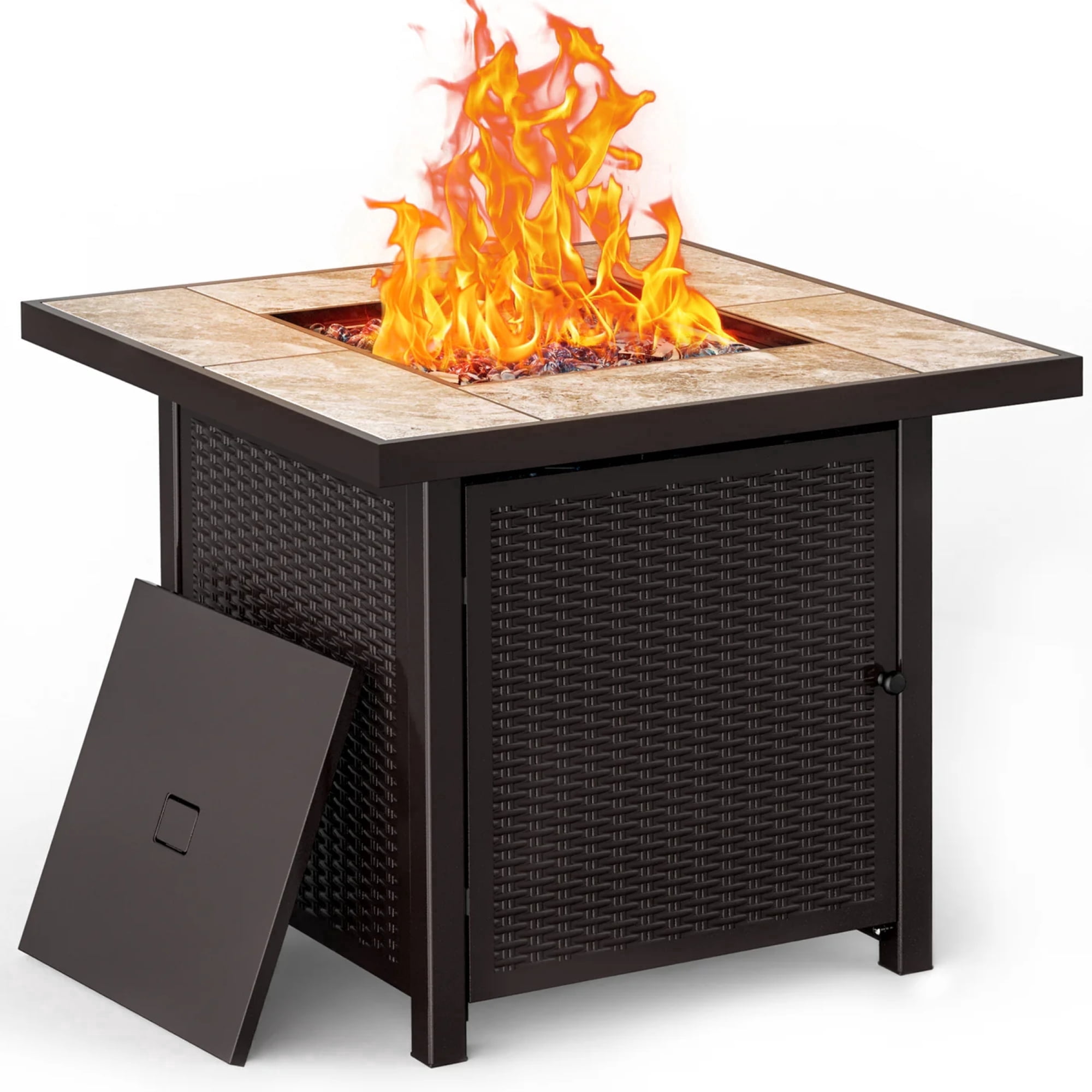 BALI OUTDOORS Propane Gas Fire Pit Table with Lid for Outside Backyard, Patio 50000 BTU 32 inch