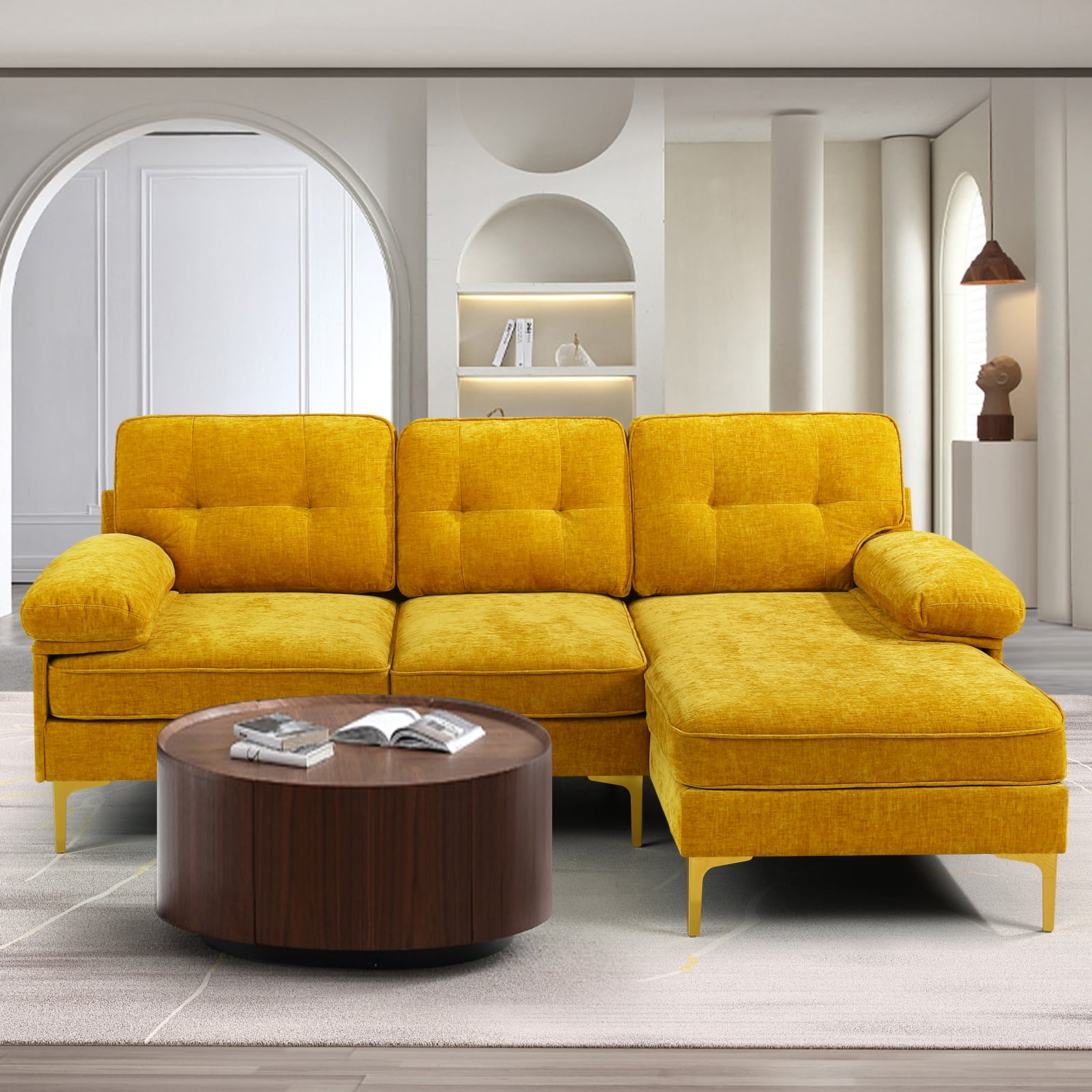 Ainehome Sectional Sofa, LShape Faux Leather Sectional Sofa Couch Set