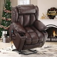 thumbnail image 1 of BALICHUN Large Power Lift Recliner Chair with Massage and Heat for Elderly, Overstuffed Wide Recliners, Breathable Leather with Breathable microporous, USB Ports, 2 Cup Holders (Brown), 1 of 9