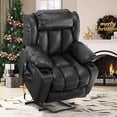 thumbnail image 1 of BALICHUN Large Power Lift Recliner Chair with Massage and Heat for Elderly, Overstuffed Wide Recliners, Breathable Leather with Breathable microporous, USB Ports, 2 Cup Holders (Black), 1 of 11
