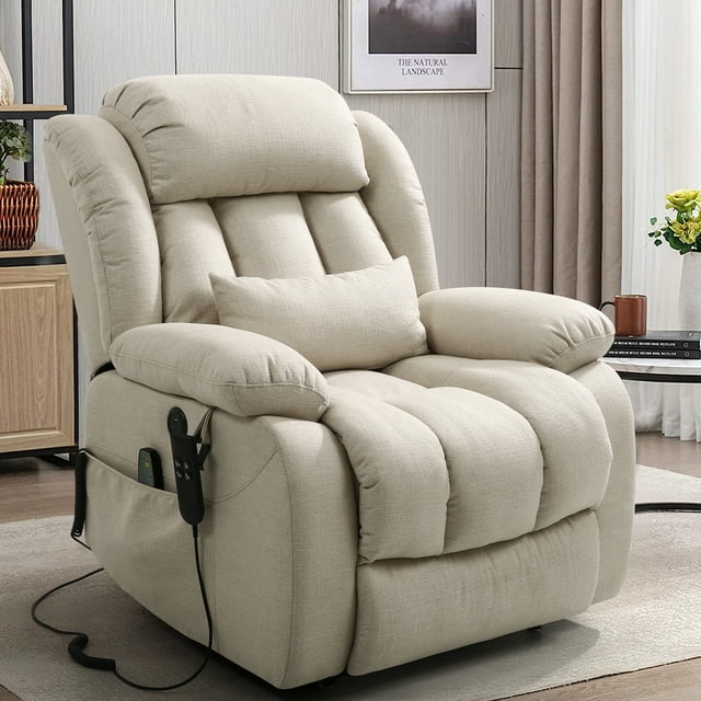 BALICHUN Lay Flat Sleeping Dual OKIN Motor Lift Chair Recliners for Elderly, Heat and Massage Up