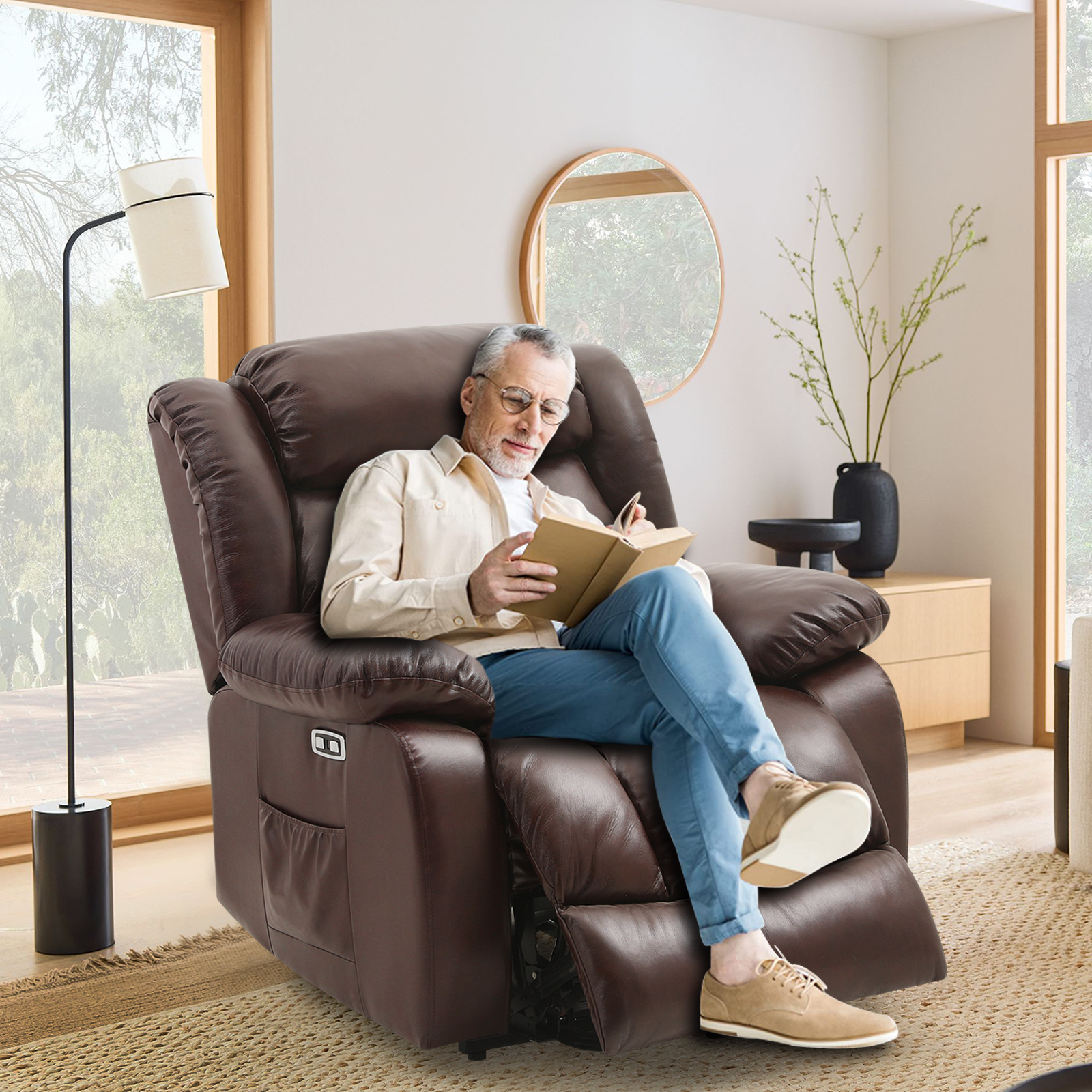 COOSLEEP Lay Flat Sleeping Dual OKIN Motor Lift Chair Recliners for Elderly with Heat and