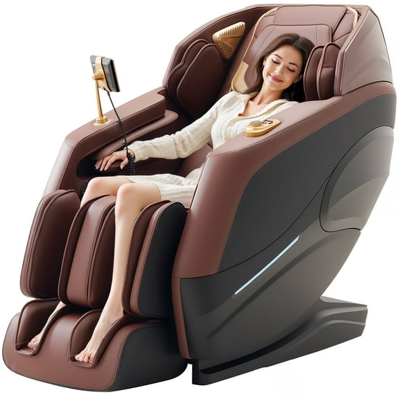 Balichun 4D Massage Chair, Full Body Zero Gravity Recliner with AI Voice, 15 Auto Modes, Remote, Waist & Calf Heating, Burgundy