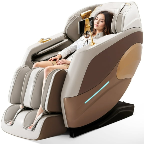 Balichun 4D Massage Chair, Full Body Zero Gravity Recliner with AI Voice, 15 Auto Modes, Remote, Waist & Calf Heating, Reddish Brown