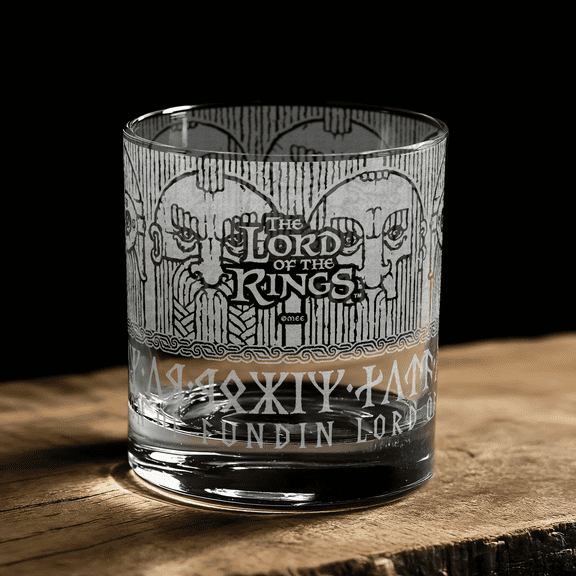 BALIN'S TOMB Laser Engraved 10.5oz Whiskey Rocks Glass, Officially Licensed The Lord of the Rings Barware
