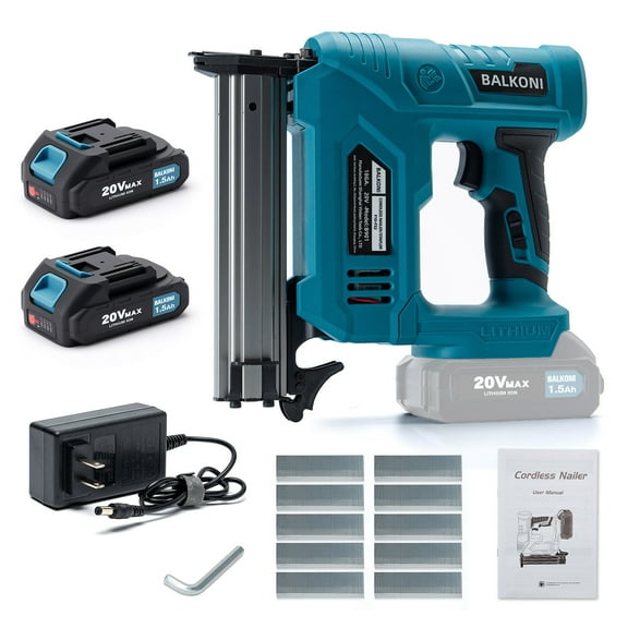 BALKONI 18 Gauge Cordless Finish Nail Gun,F10-F32 MAX, with 2*1500 mAh Battery and A Charger, 1000 Piece F30 Nails