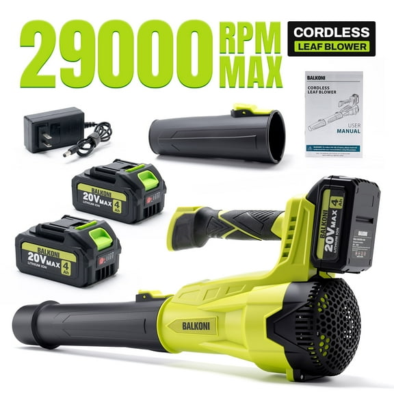 BALKONI 180 MPH at 700 CFM With 2x4.0Ah Batteries & Charger Powered Cordless Leaf Blower, Heavy-Duty Brushless, 6-Speed Adjustable