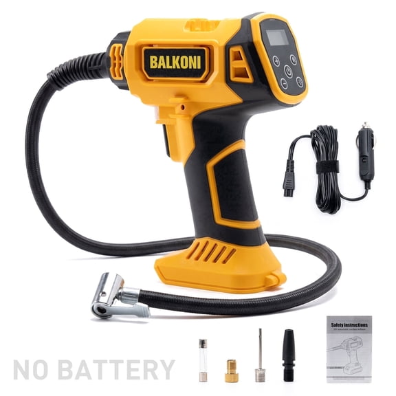 BALKONI YD-5823 12V LED Lighting, Fast Inflation Handheld Tire Inflator - Yellow