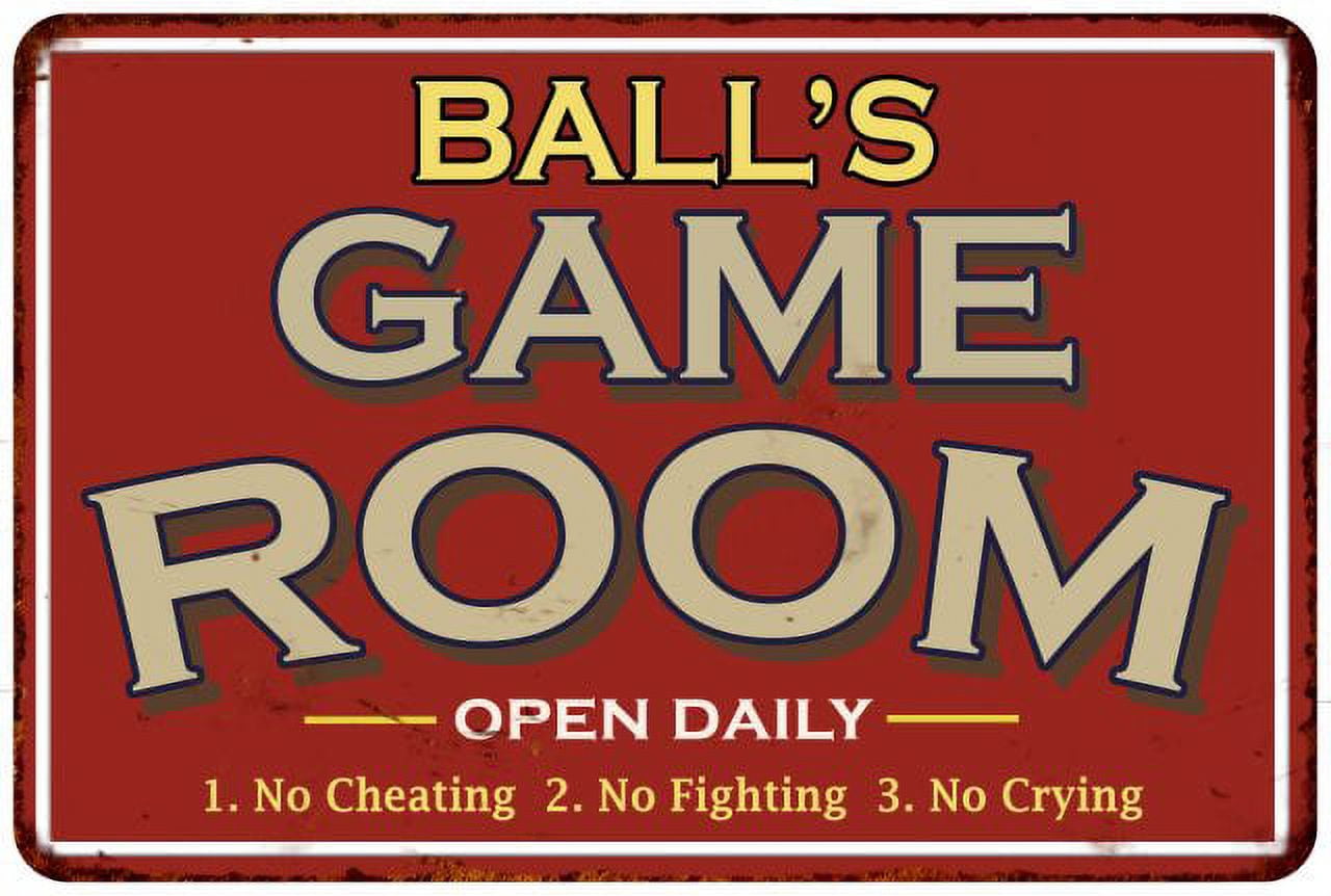 BALL'S Game Room Sign Vintage Look 16 x 24 Matte Finish Metal ...